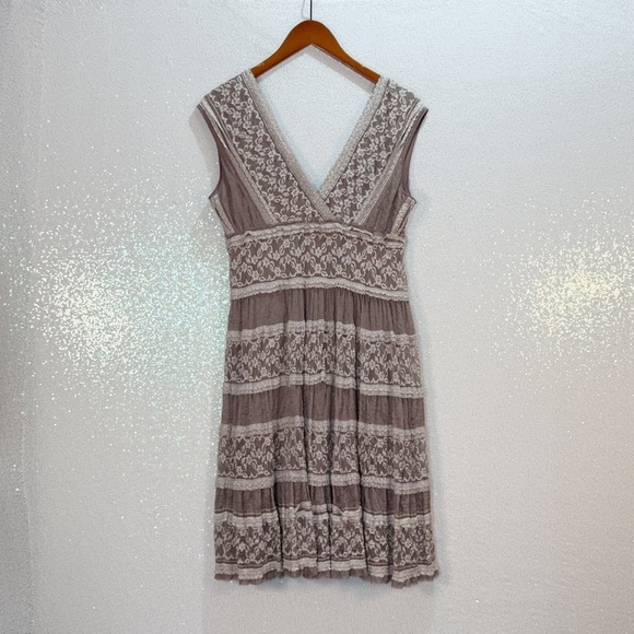 Max Studio Mauve Cream Lace Babydoll Dress Size Large Women’s - Picture 13 of 14